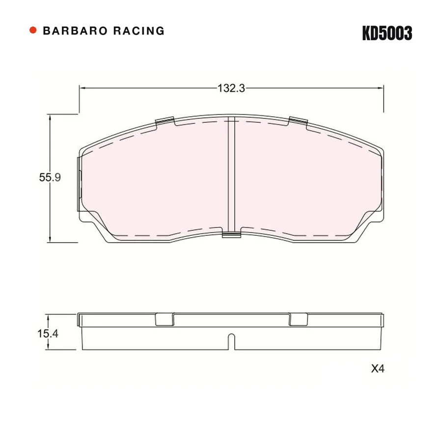 KD5003 Front Brake Pads shape drawing