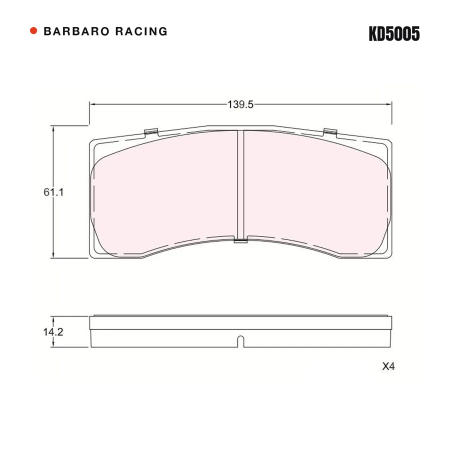 KD5005 Front Brake Pads shape drawing