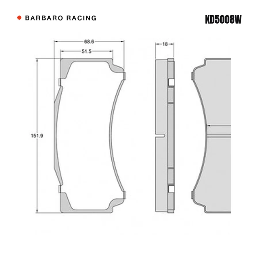 KD5008W Brake Pads shape drawing