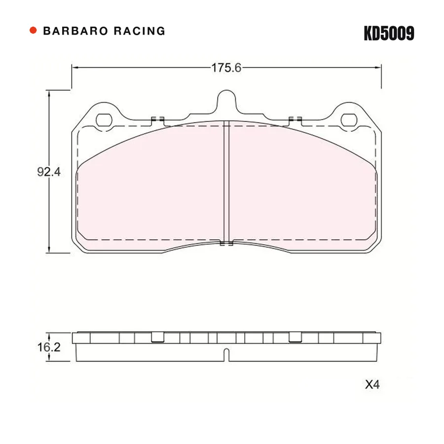 KD5009 Front Brake Pads shape drawing