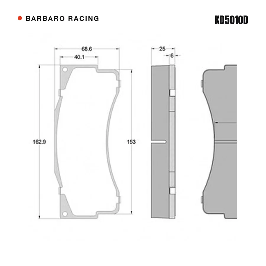 KD5010D Front Brake Pads shape drawing