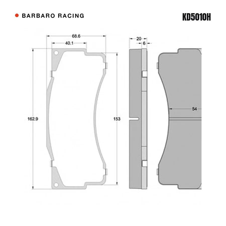 KD5010H Front Brake Pads shape drawing