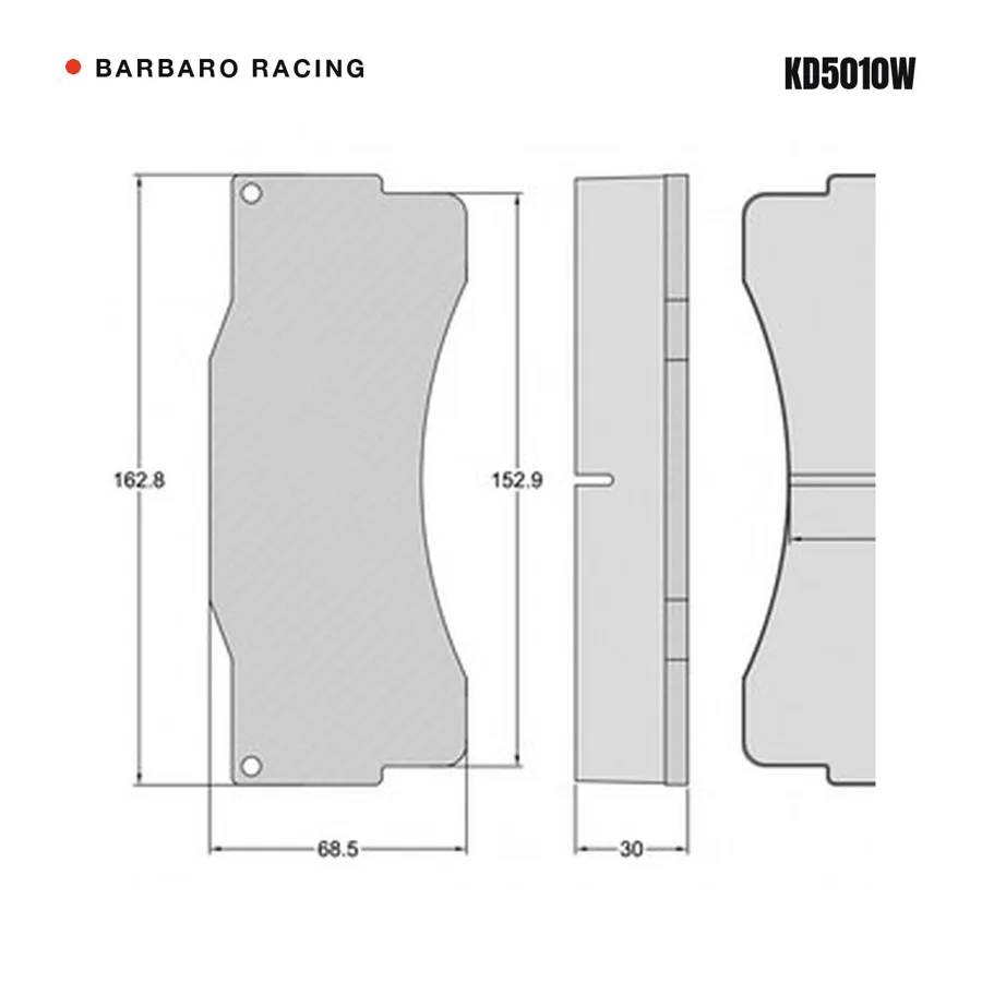 KD5010W Front Brake Pads shape drawing