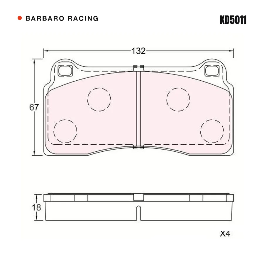 KD5011 Front Brake Pads shape drawing