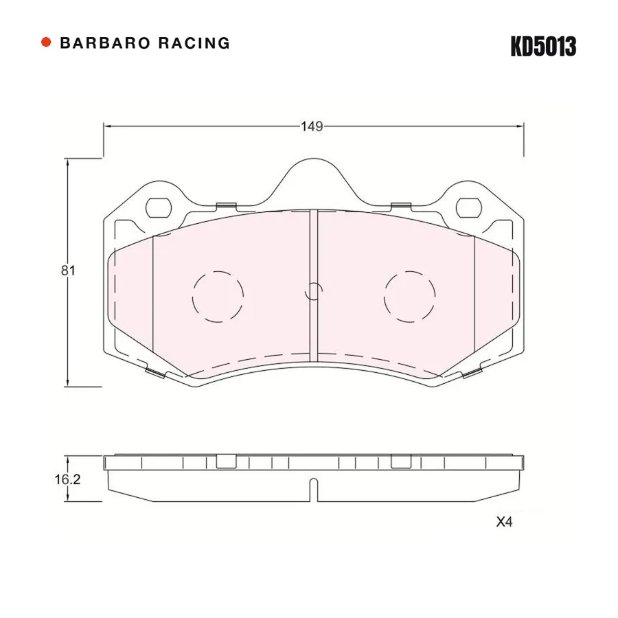 KD5013 Front Brake Pads shape drawing