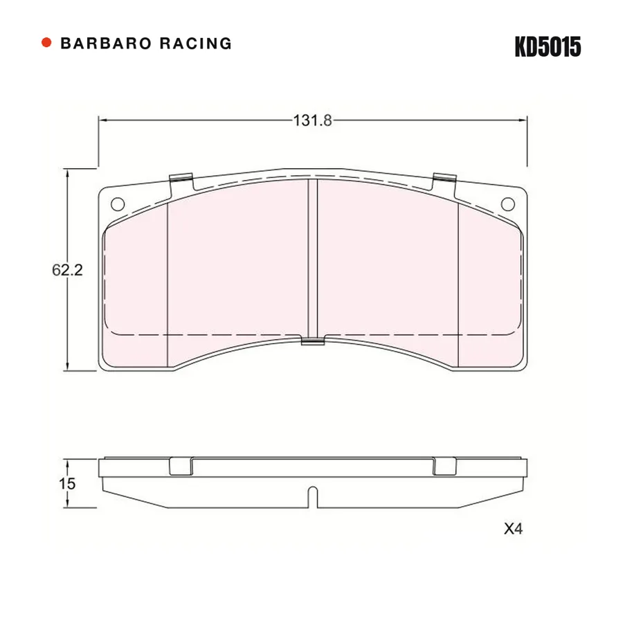 KD5015 Front Brake Pads shape drawing