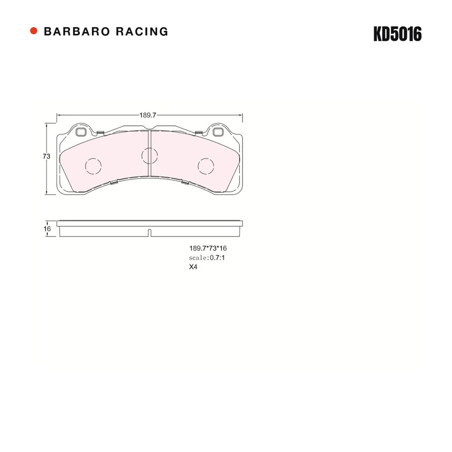 KD5016 Front Brake Pads shape drawing