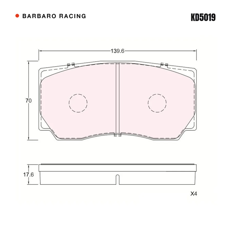 KD5019 Front Brake Pads shape drawing
