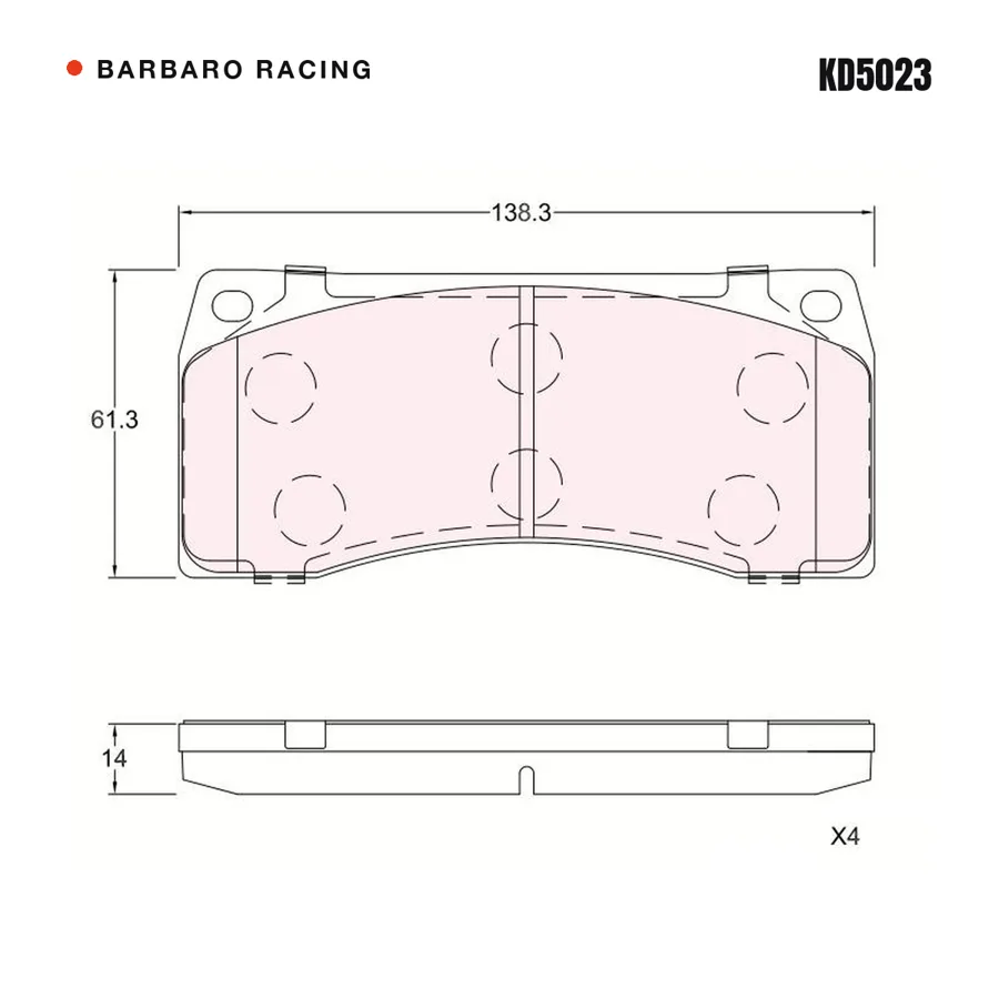 KD5023 Front Brake Pads shape drawing