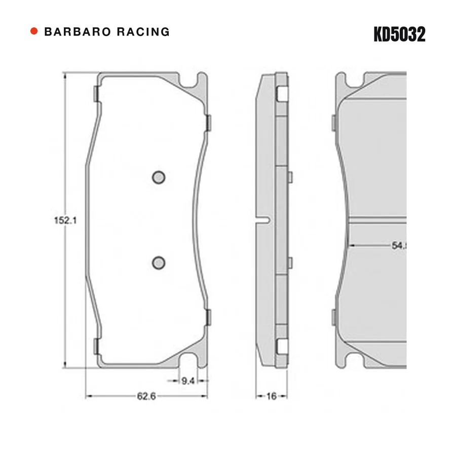 KD5032 Front Brake Pads shape drawing