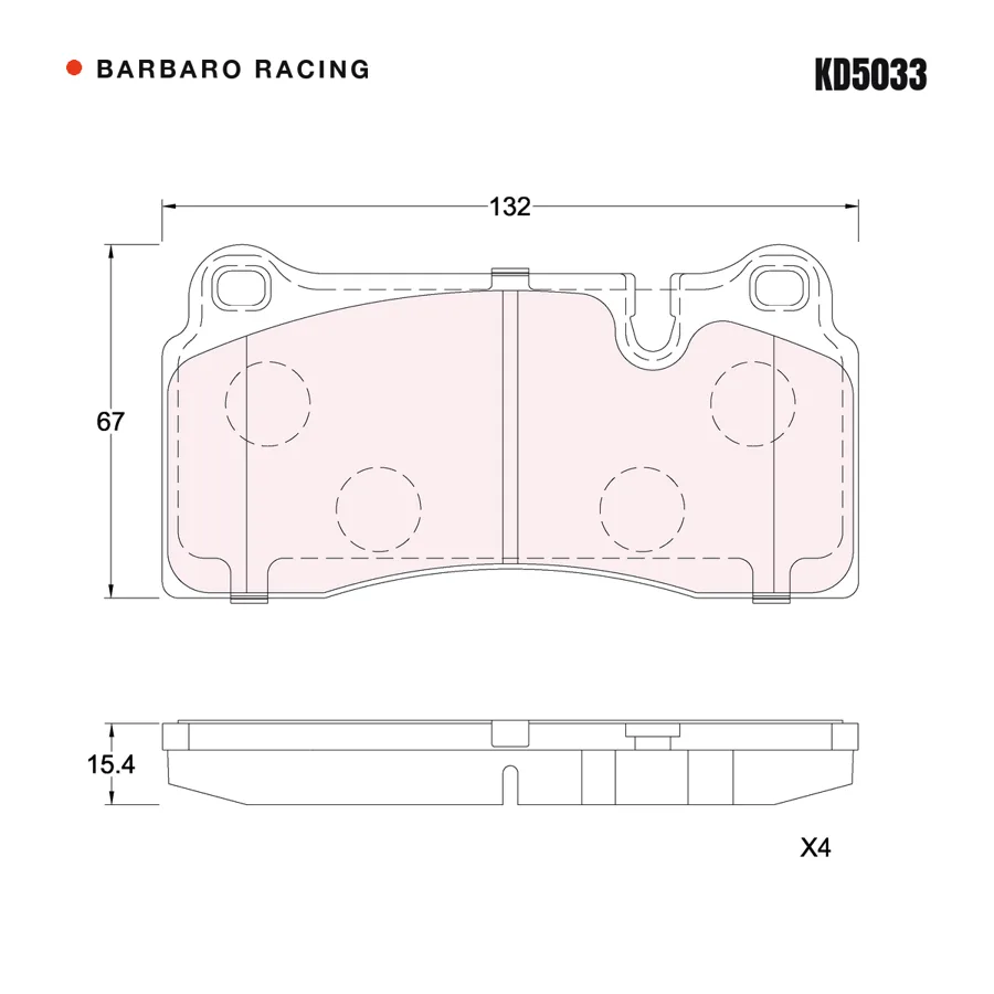 KD5033 Brake Pads shape drawing