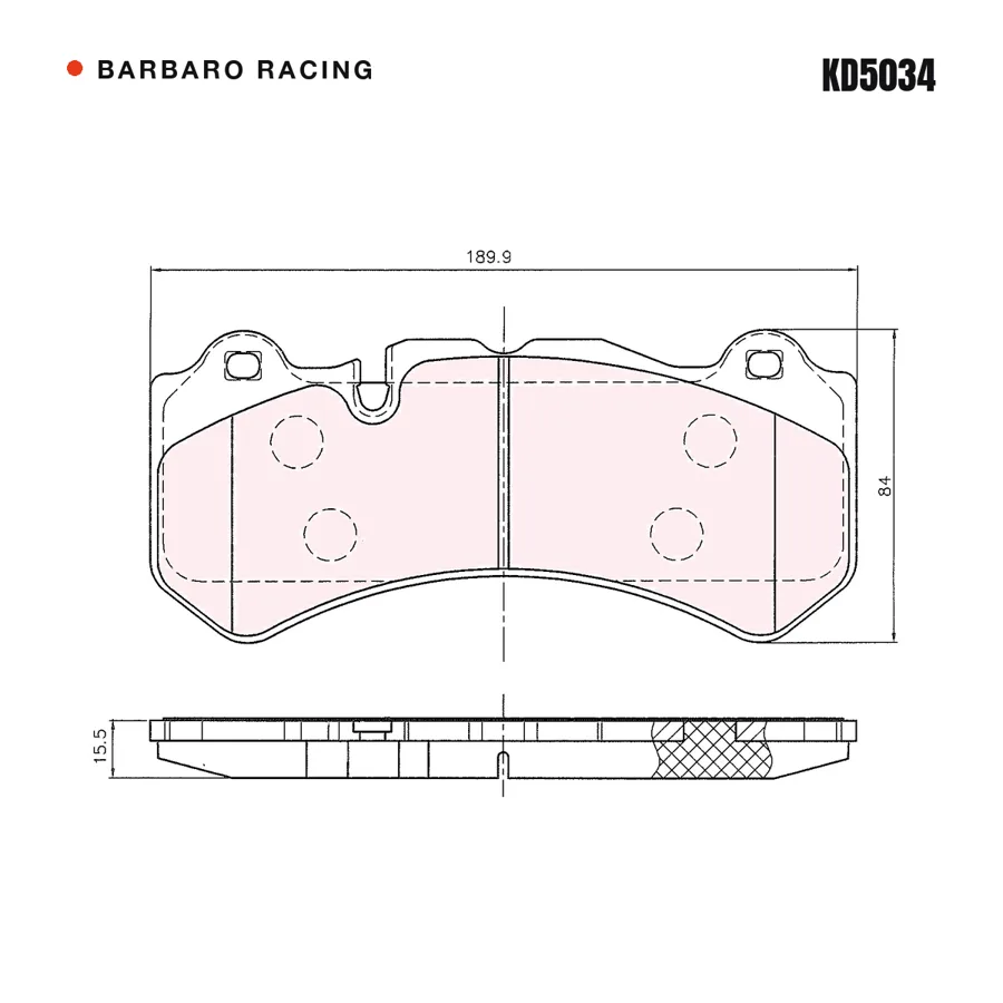 KD5034 Front Brake Pads shape drawing