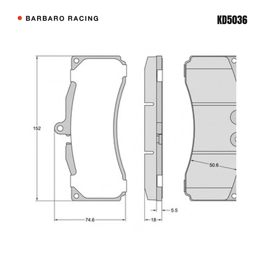 KD5036 Front Brake Pads shape drawing