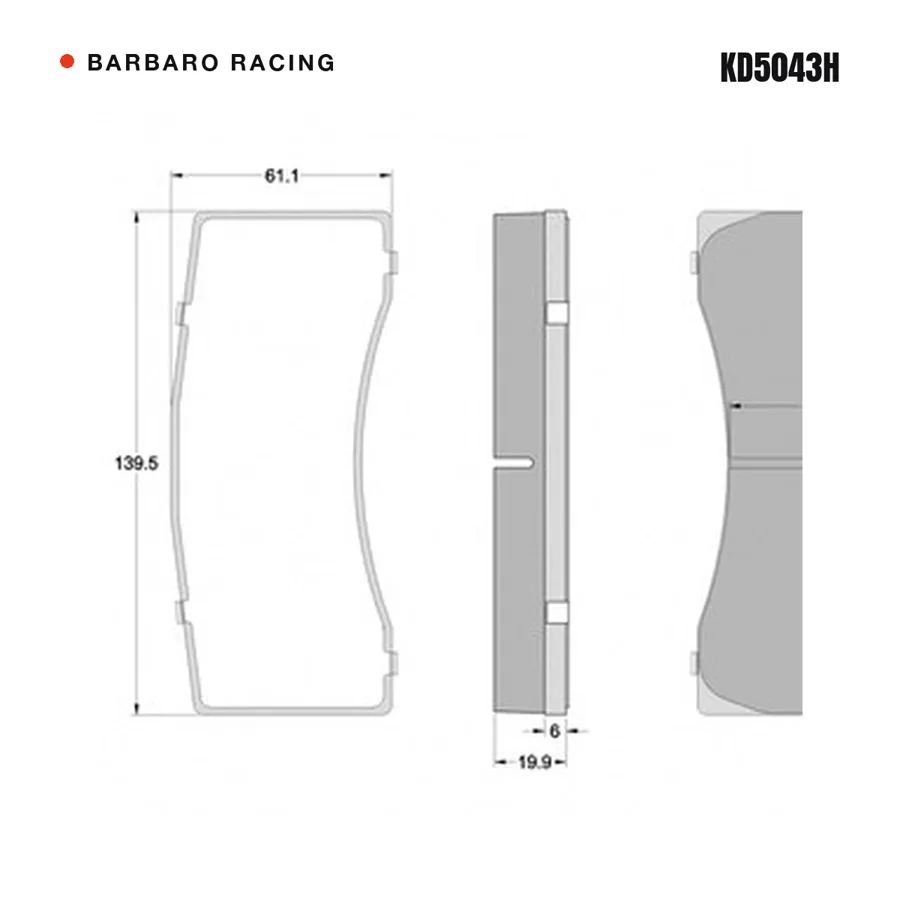 KD5043H Front Brake Pads shape drawing