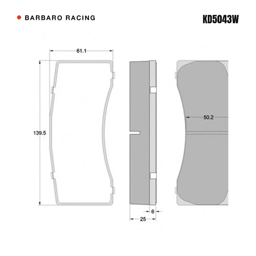 KD5043W Front Brake Pads shape drawing