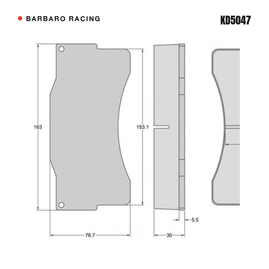 KD5047 Front Brake Pads shape drawing