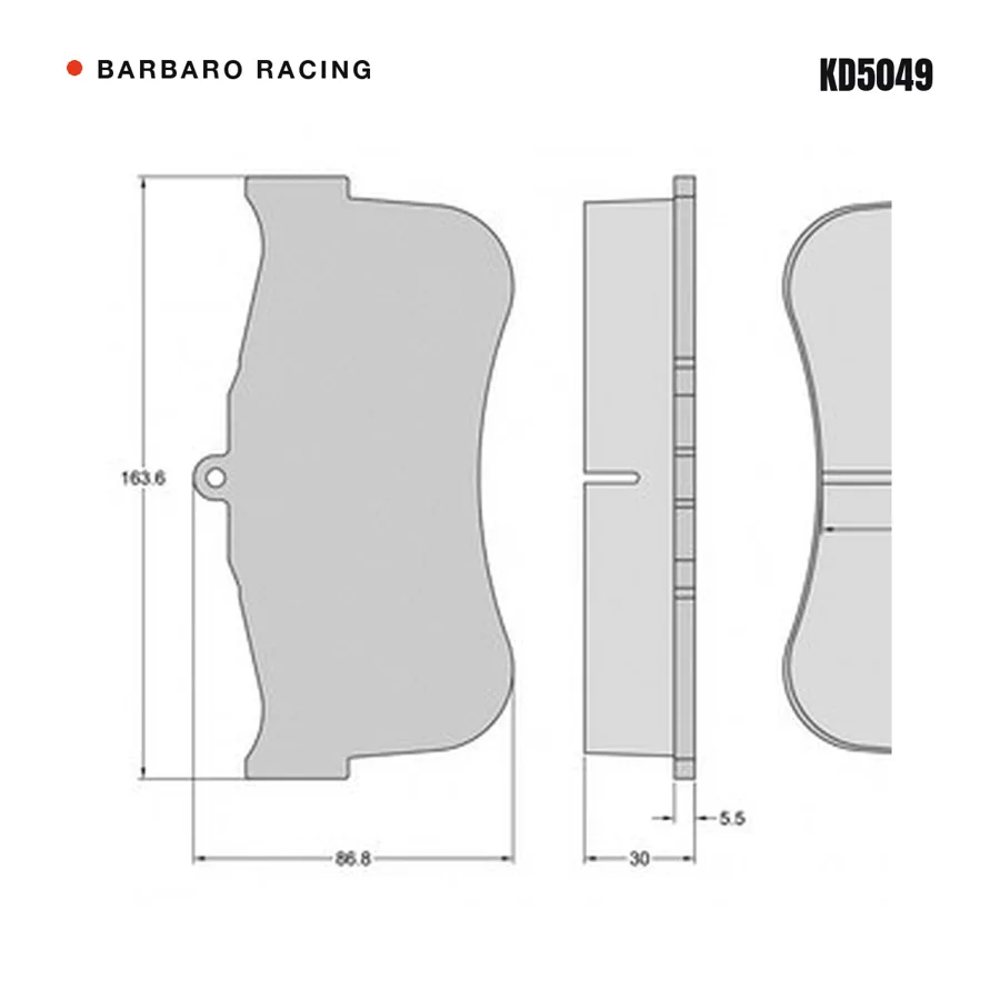 KD5049 Front Brake Pads shape drawing