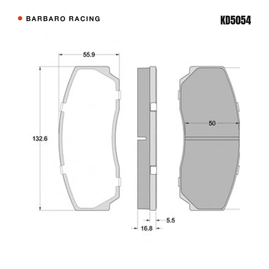 KD5054 Front Brake Pads shape drawing