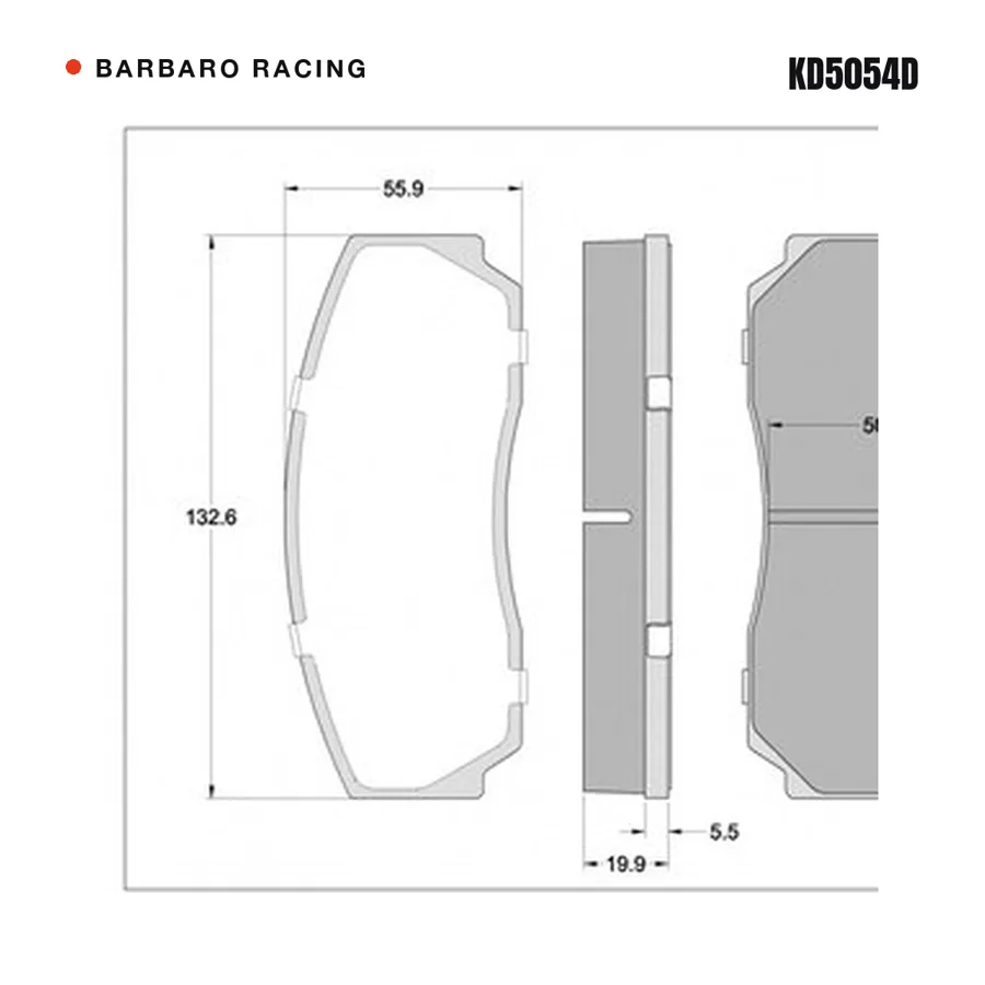 KD5054D Brake Pads shape drawing
