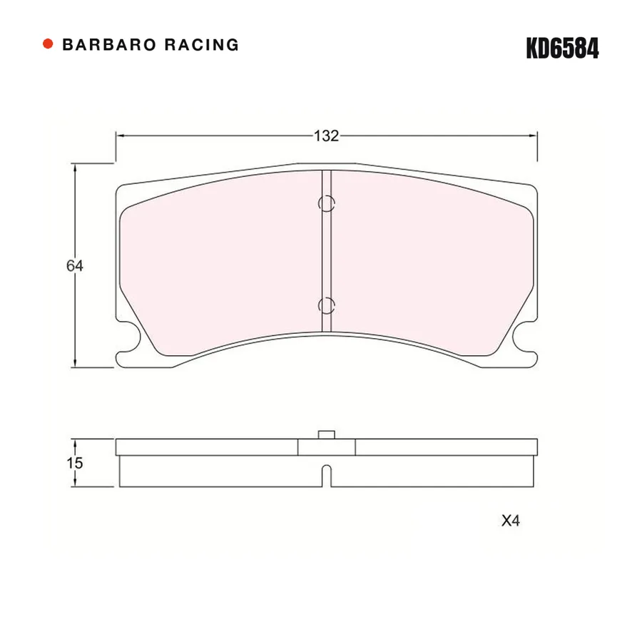 KD6584 Front Brake Pads shape drawing