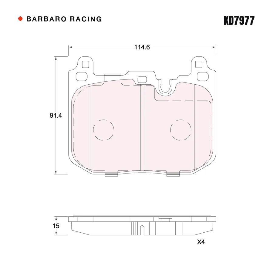 KD7977 Front Brake Pads shape drawing