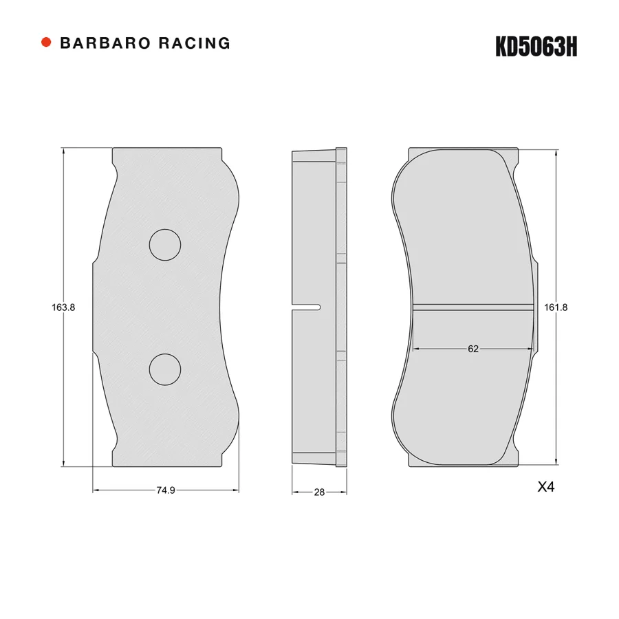 KD5063H Front Brake Pads shape drawing