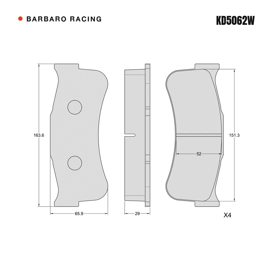 KD5062W Front Brake Pads shape drawing