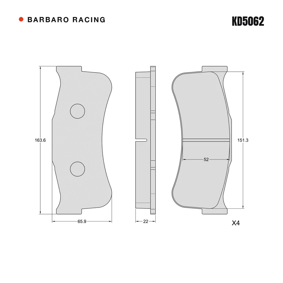 KD5062 Front Brake Pads shape drawing