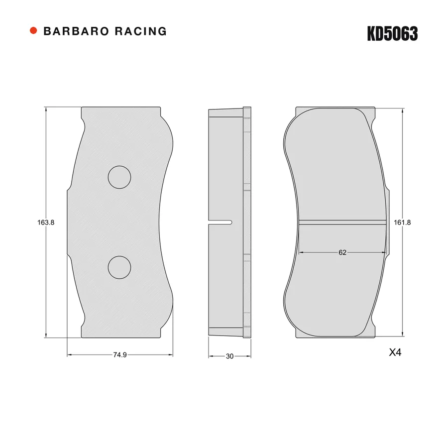 KD5063 Front Brake Pads shape drawing