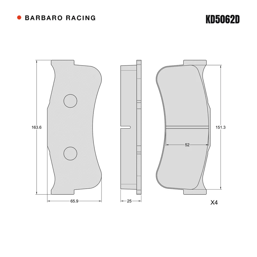 KD5062D Front Brake Pads shape drawing
