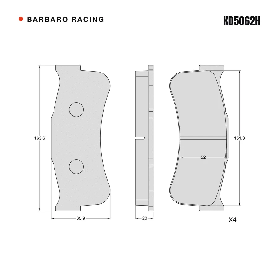 KD5062H Front Brake Pads shape drawing