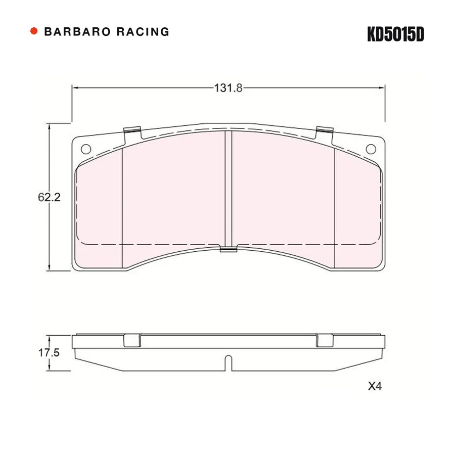 KD5015D Front Brake Pads shape drawing