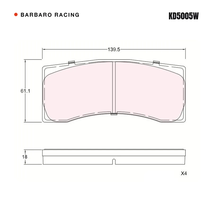 KD5005W Front Brake Pads shape drawing